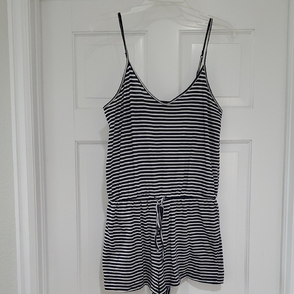 Charlotte Russe Striped Blue and White Romper sz s